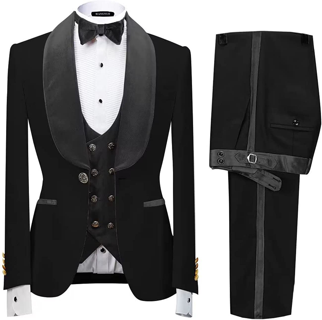 Timeless Gray Velvet Shawl Collar Three-Piece Wedding Attire