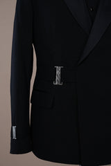 Trendy Black Shawl Collar Slim Fit Two-Piece Groom's Wedding Suit