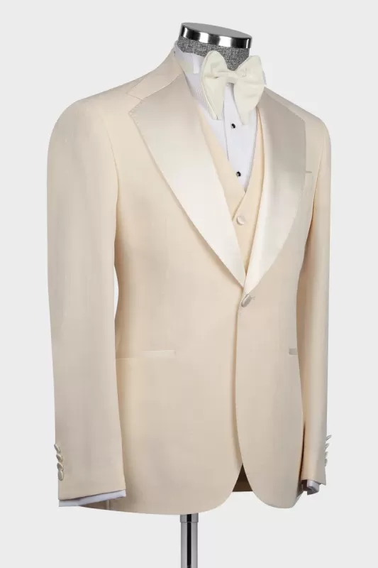 Trendy Champagne Notched Lapel Three-Piece Prom Suit