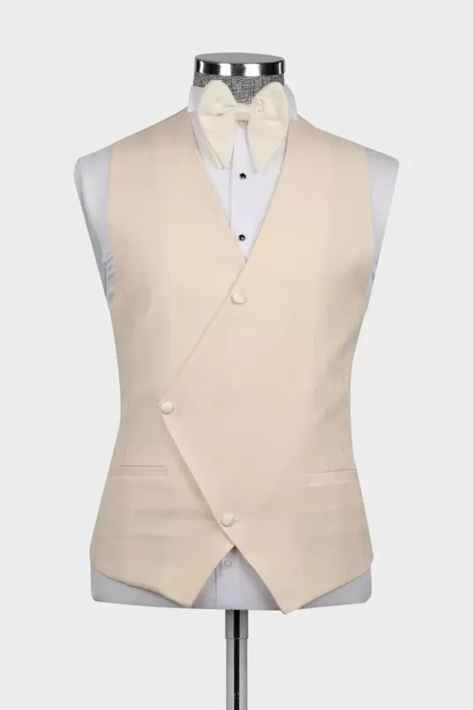 Trendy Champagne Notched Lapel Three-Piece Prom Suit