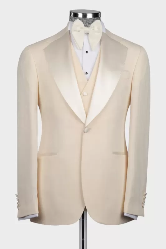 Trendy Champagne Notched Lapel Three-Piece Prom Suit
