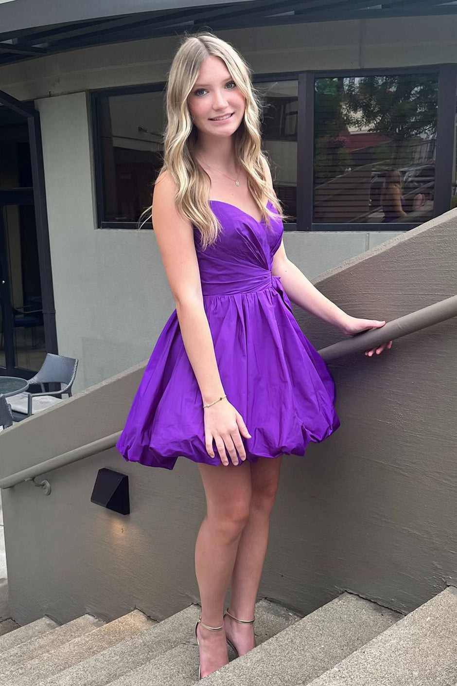 Trendy Dark Purple Strapless A-Line Short Homecoming Dress, Dark Purple