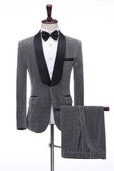Trendy Gray Shawl Collar Two-Piece Groom's Wedding Attire