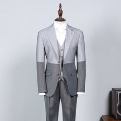 Trendy Gray Three Pieces Notched Lapel Slim Fit Business Suit