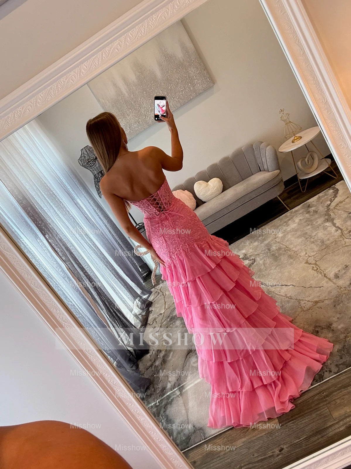 Trendy Long Mermaid Candy Pink Sweetheart Sleeveless Prom Dress with Slit