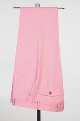 Trendy Pink Peaked Lapel Double Breasted Prom Outfit