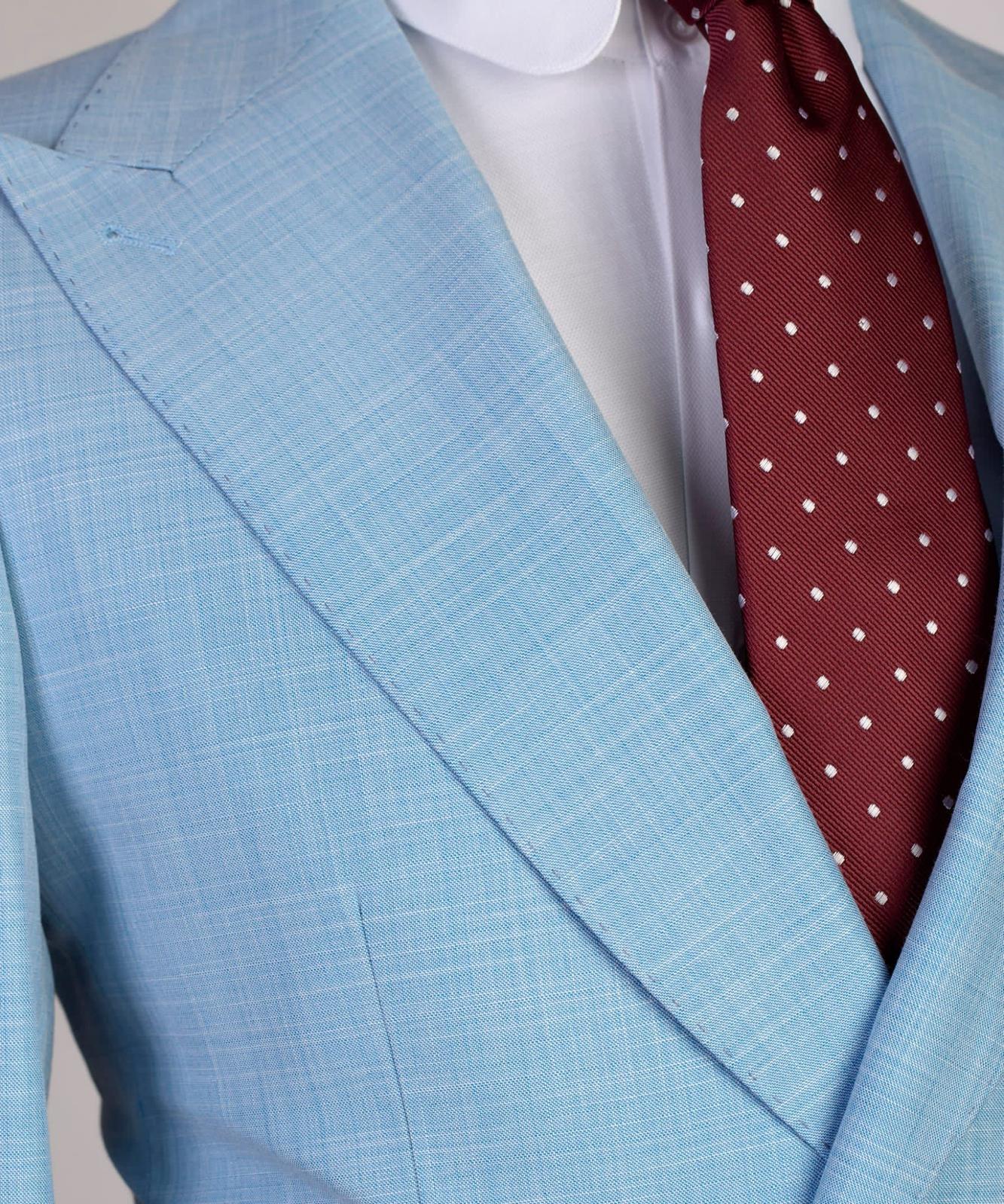 Trendy Sky Blue Double Breasted Peak Lapel Men’s Suits