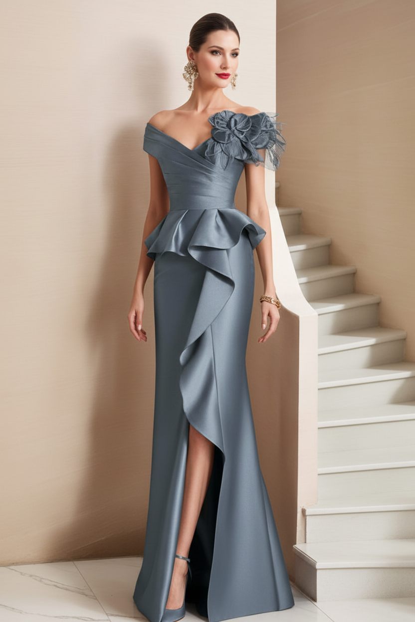 Trumpet/Mermaid Off-the-Shoulder Mother of the Bride Dresses with High Split
