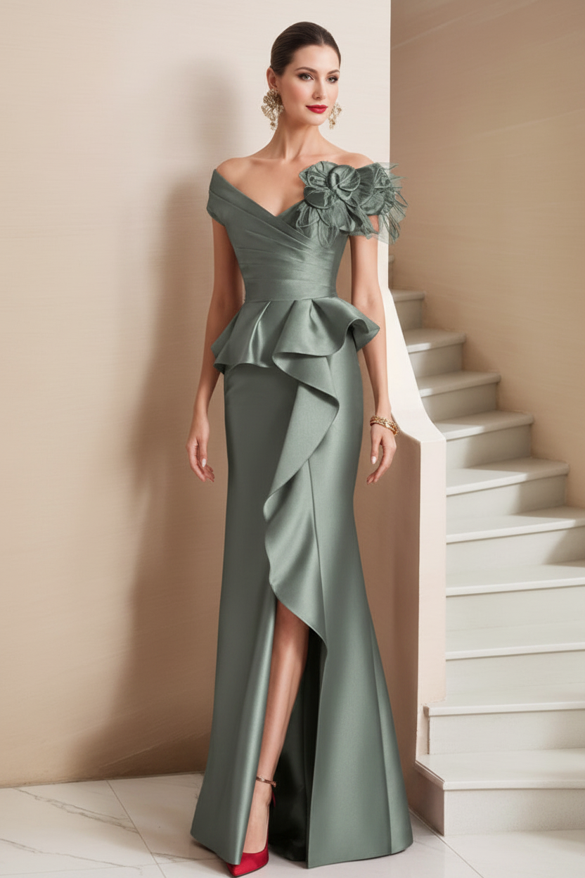 Trumpet/Mermaid Off-the-Shoulder Mother of the Bride Dresses with High Split