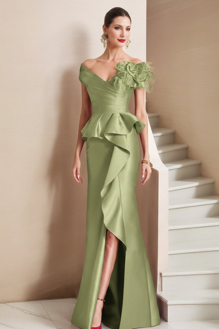Trumpet/Mermaid Off-the-Shoulder Mother of the Bride Dresses with High Split