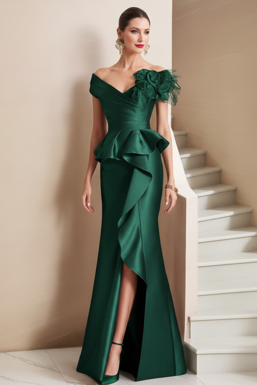 Trumpet/Mermaid Off-the-Shoulder Mother of the Bride Dresses with High Split