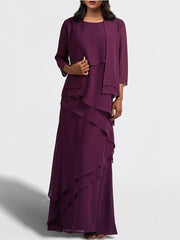 Sheath Column Floor Length Mother Of The Bride Dresses With Jacket