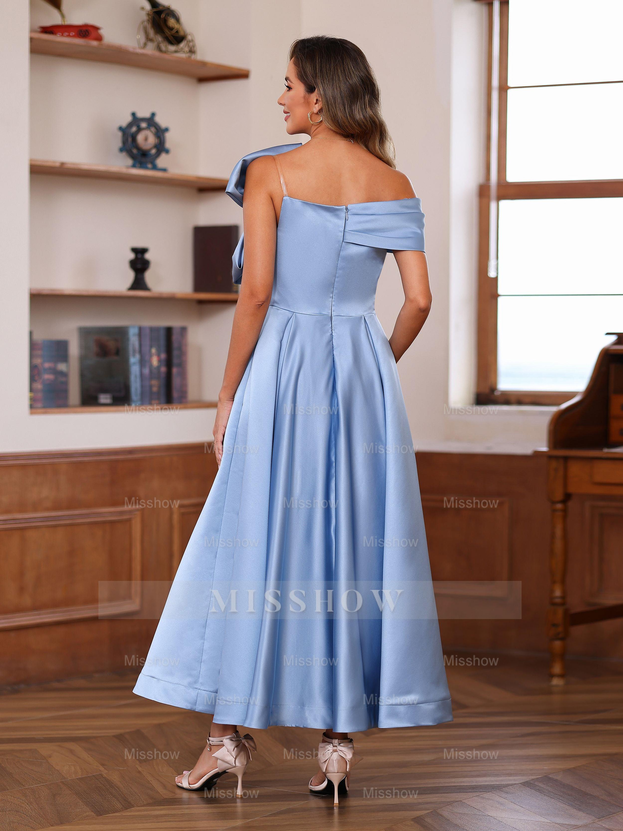 Unique Off-the-Shoulder A-Line/Princess Sleeveless Mother of the Bride Dress with Bowknot Ankle-Length