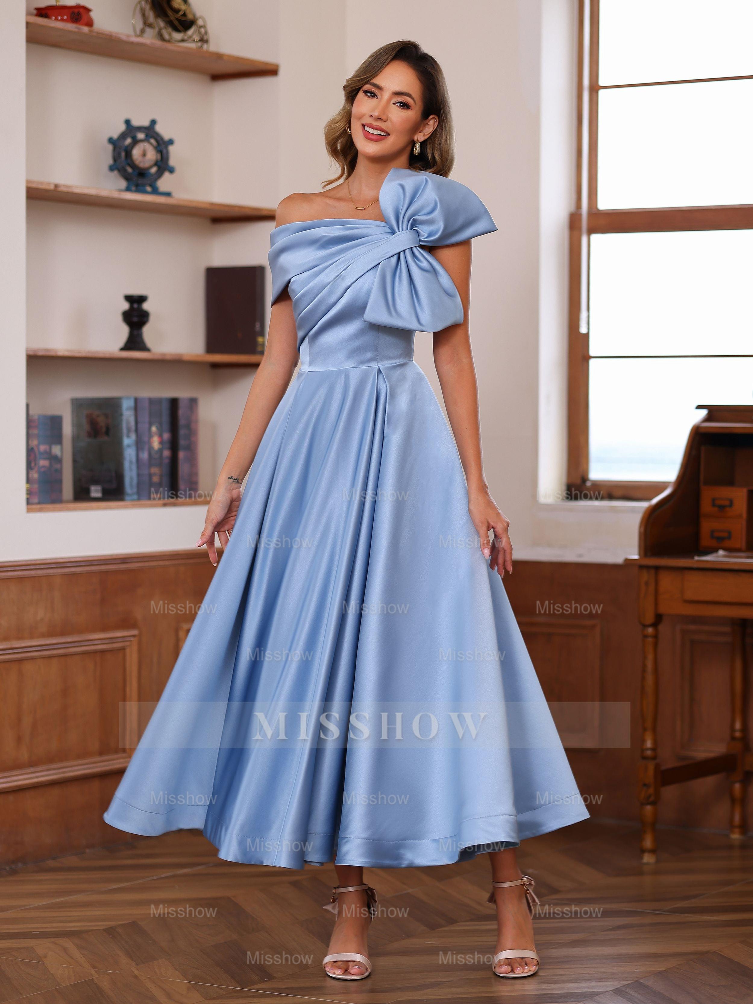 Unique Off-the-Shoulder A-Line/Princess Sleeveless Mother of the Bride Dress with Bowknot Ankle-Length