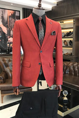 Unique Red Notched Lapel Two-Piece Prom Suit For Men