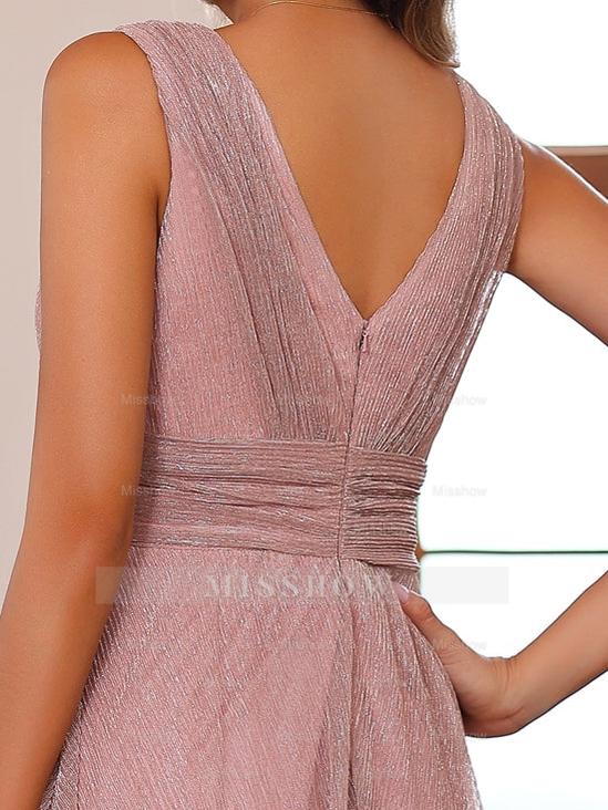 Unique V-Neck Sleeveless Floor-Length A-Line Mother of the Bride Dress with Ruffles