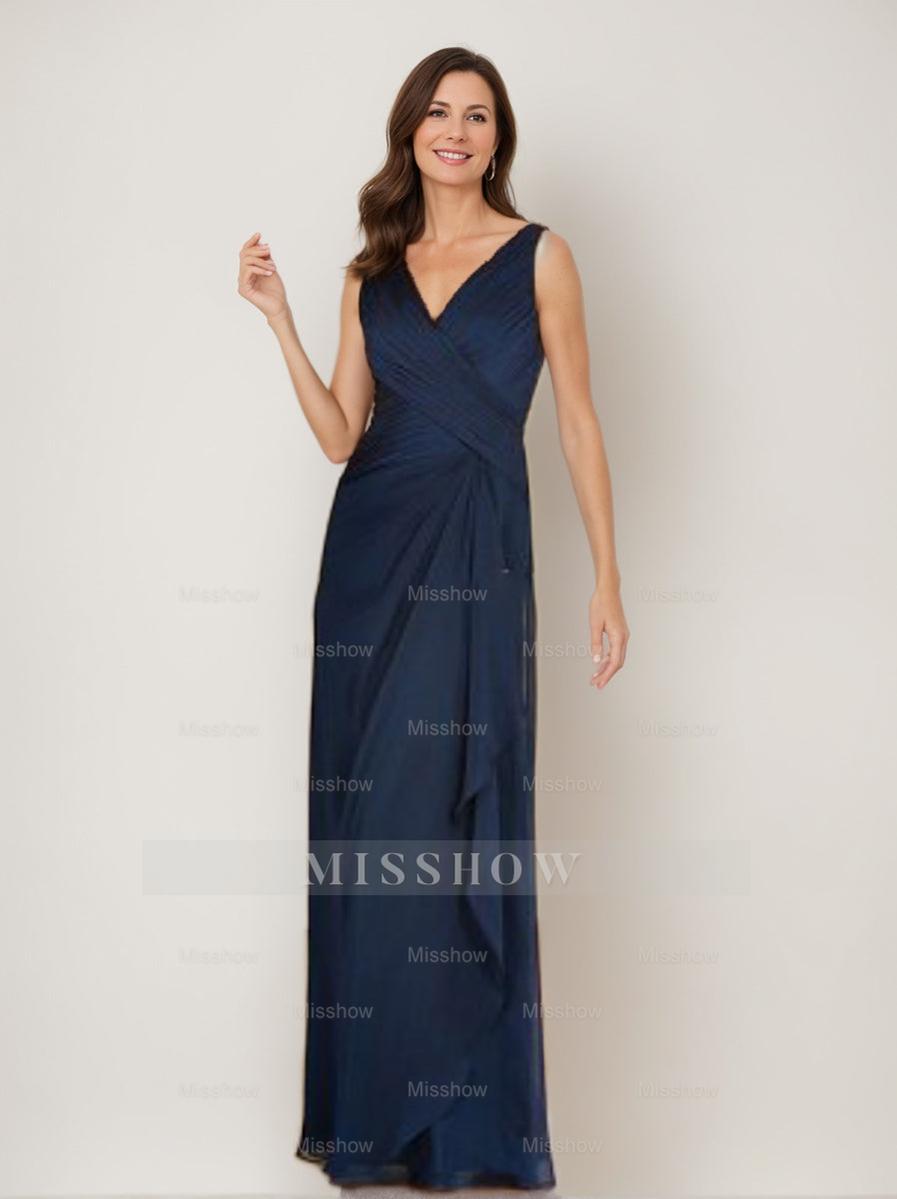 V-Neck 3/4 Sleeve Sheath Dress with Ruffles and Jacket for the Mother of the Bride