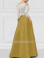 V-Neck A-Line Princess Floor-Length Mother of the Bride Dress with Side Split and Appliques