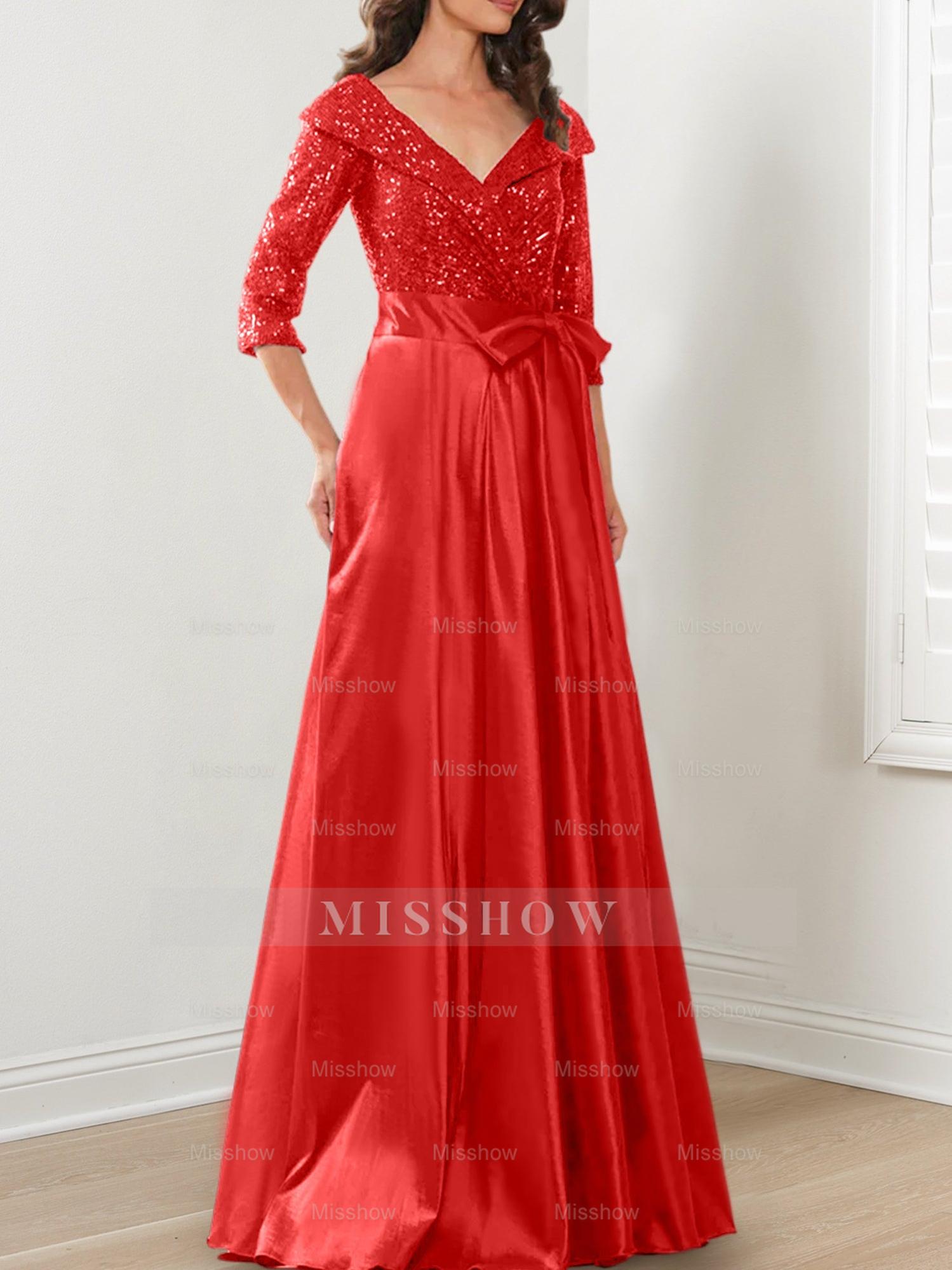 V-Neck A-Line Princess Gown for the Mother of the Bride