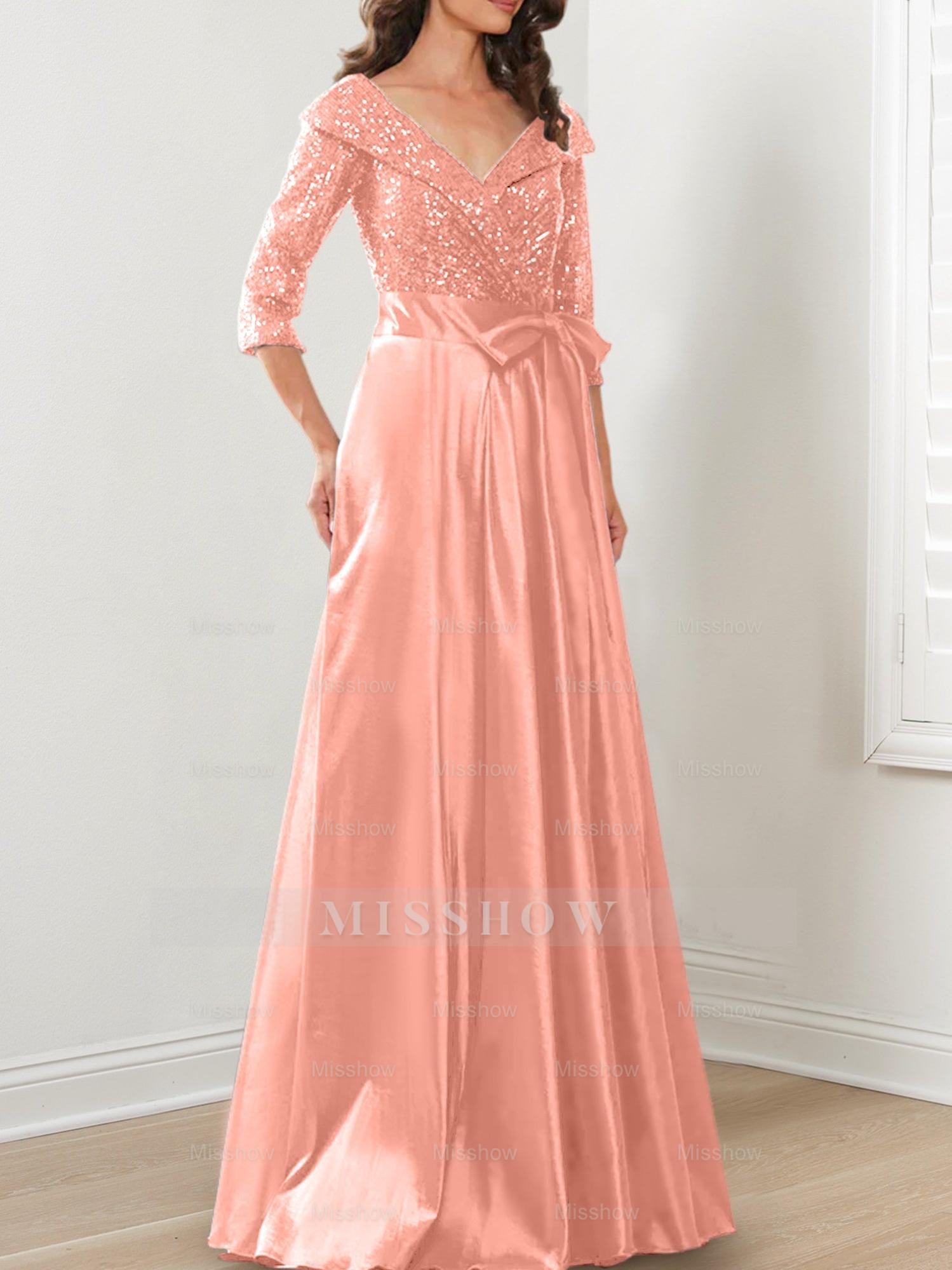 V-Neck A-Line Princess Gown for the Mother of the Bride