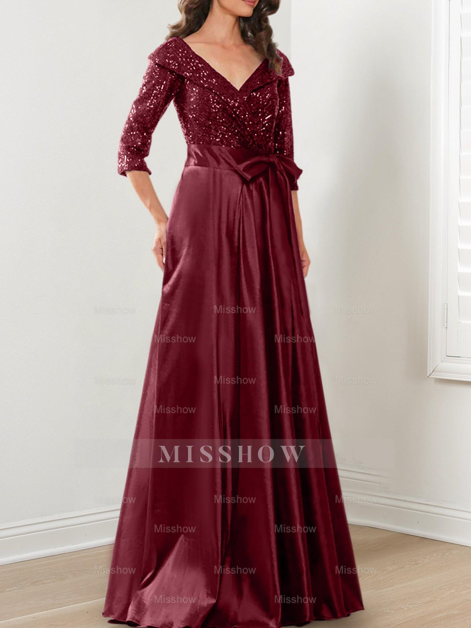 V-Neck A-Line Princess Gown for the Mother of the Bride