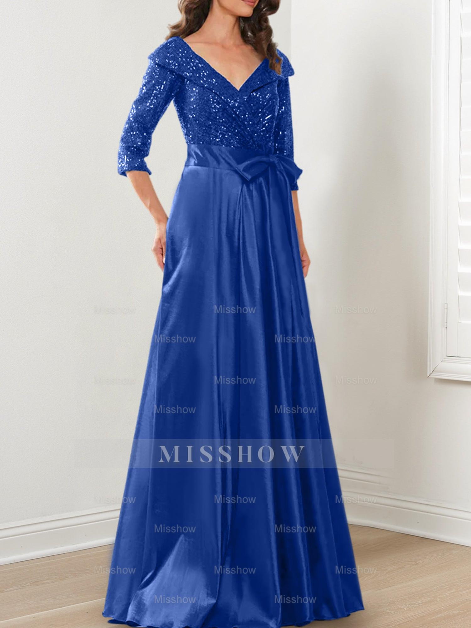 V-Neck A-Line Princess Gown for the Mother of the Bride