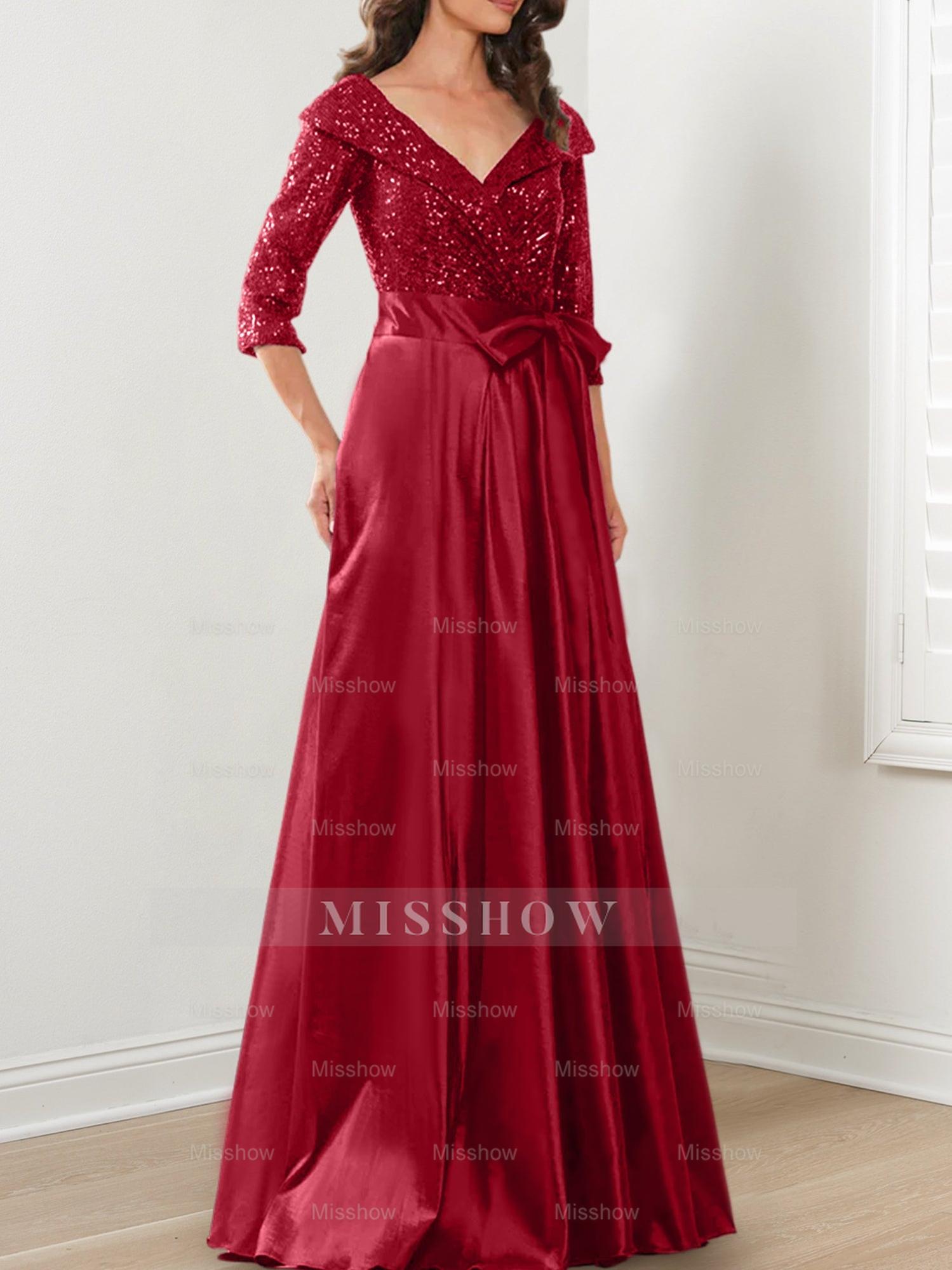 V-Neck A-Line Princess Gown for the Mother of the Bride