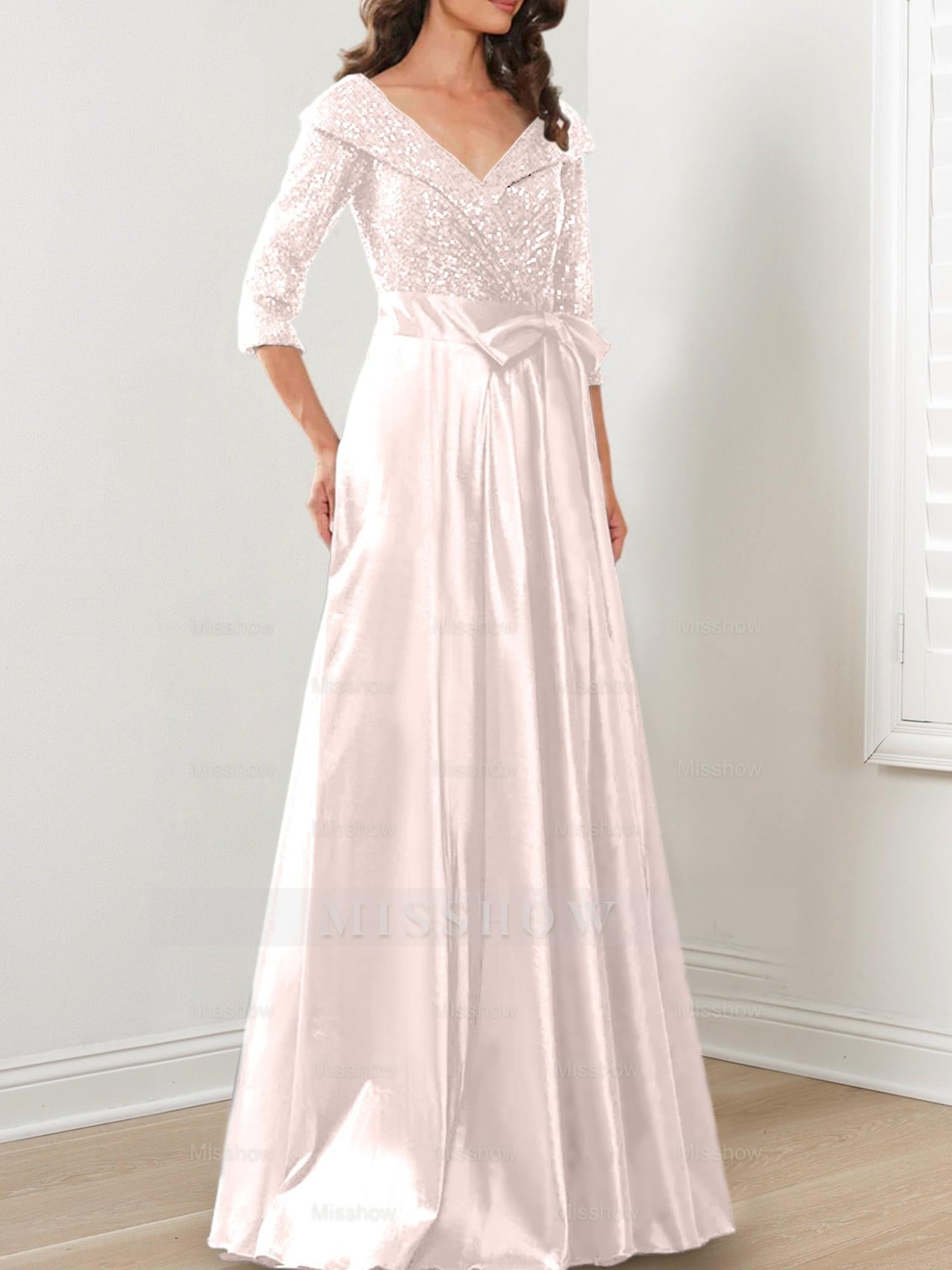 V-Neck A-Line Princess Gown for the Mother of the Bride