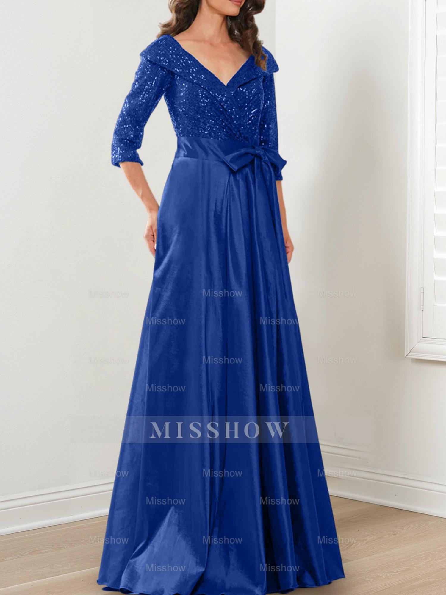 V-Neck A-Line Princess Gown for the Mother of the Bride