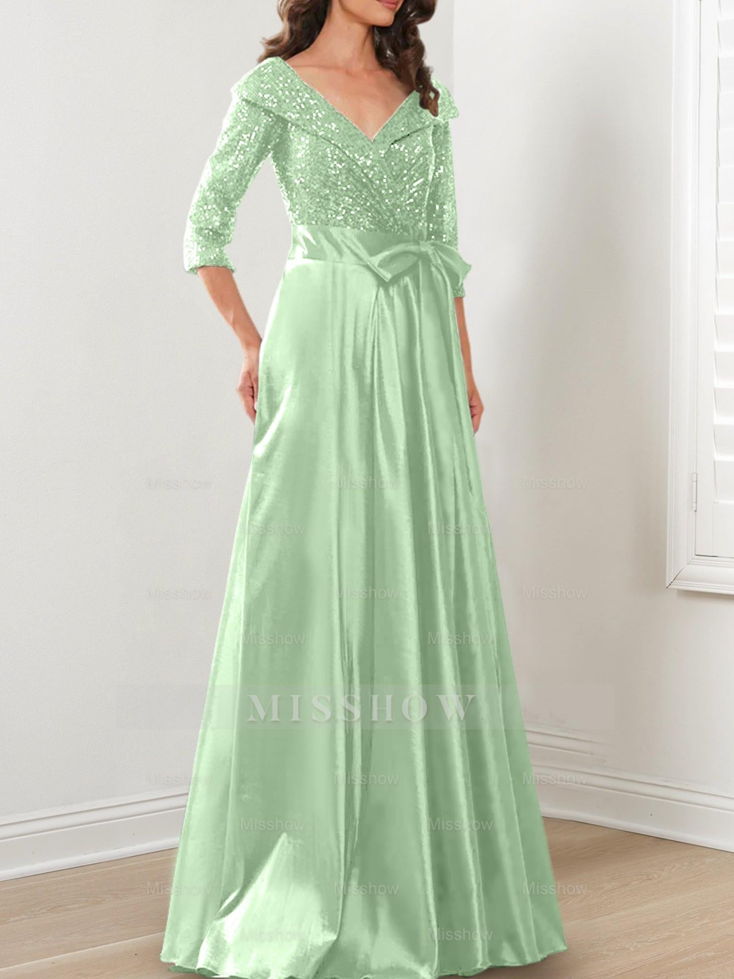 V-Neck A-Line Princess Gown for the Mother of the Bride