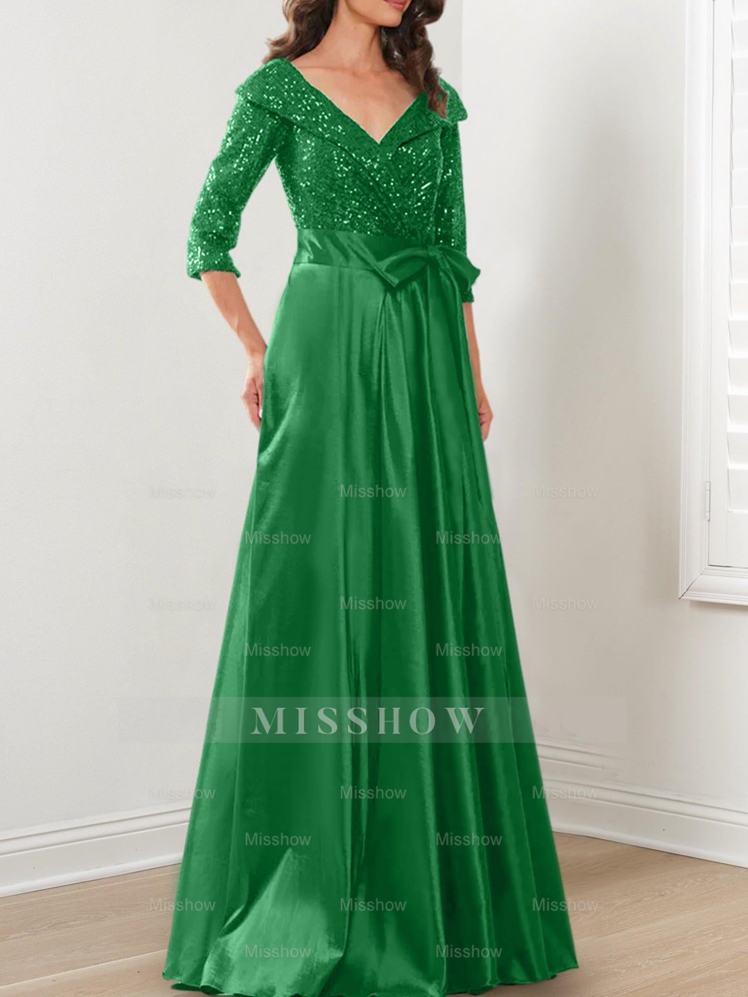 V-Neck A-Line Princess Gown for the Mother of the Bride