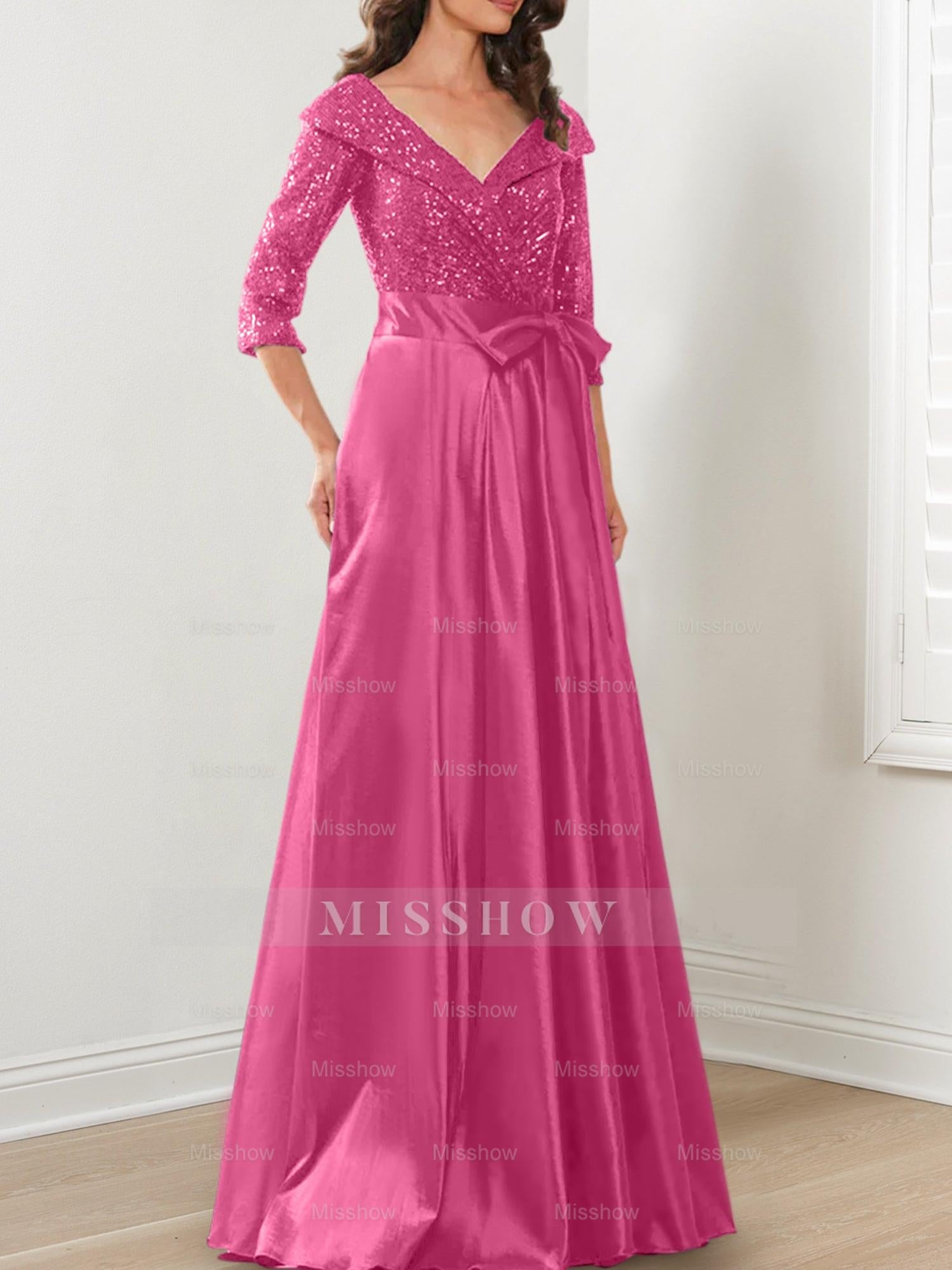 V-Neck A-Line Princess Gown for the Mother of the Bride