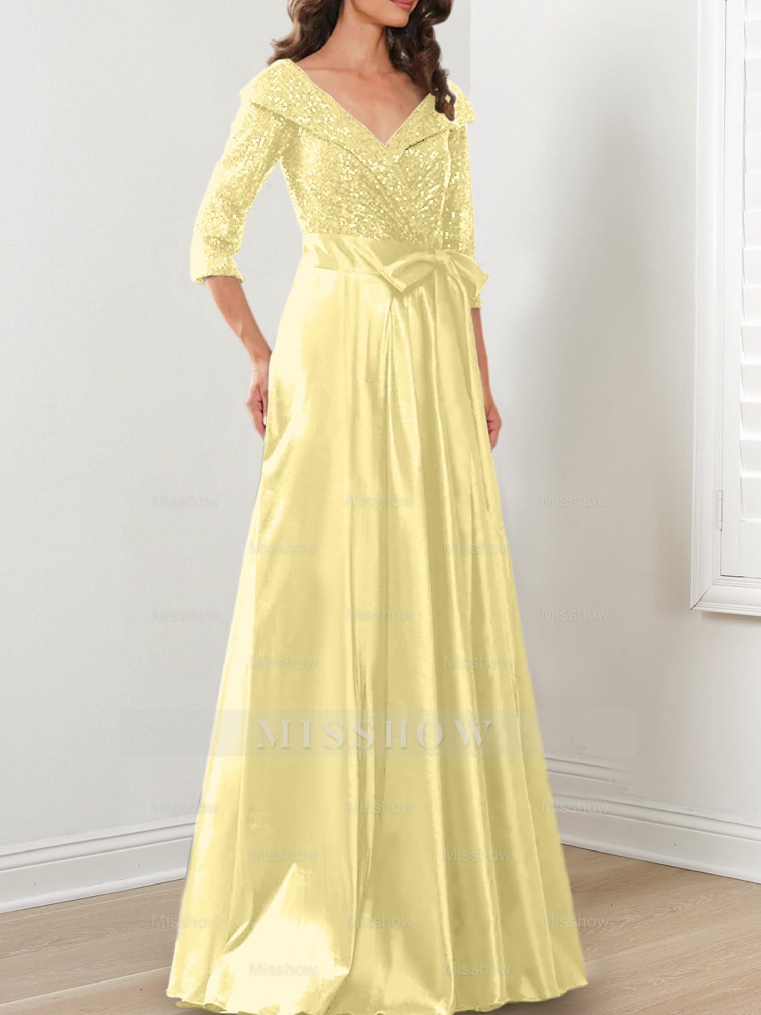 V-Neck A-Line Princess Gown for the Mother of the Bride