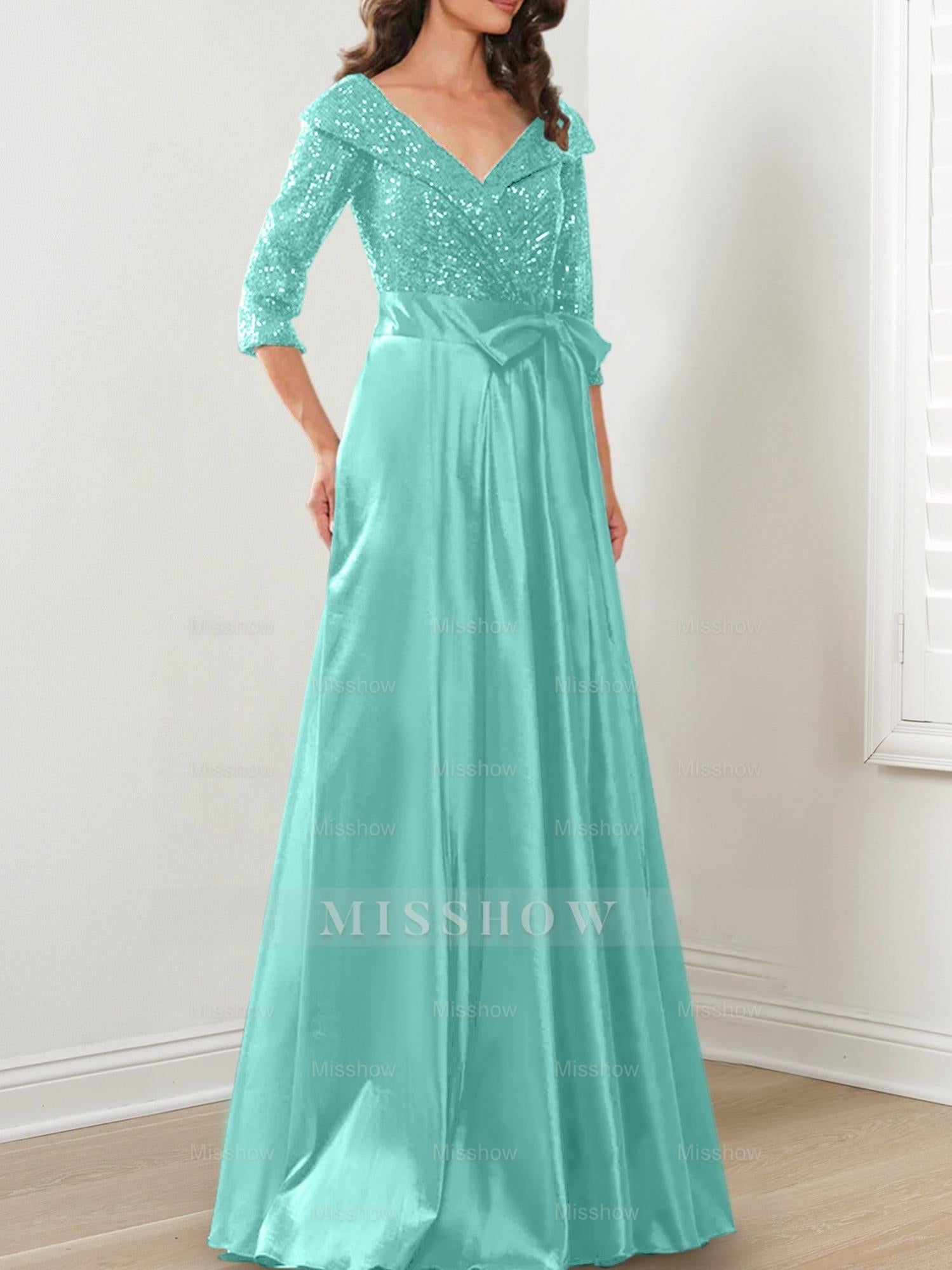 V-Neck A-Line Princess Gown for the Mother of the Bride