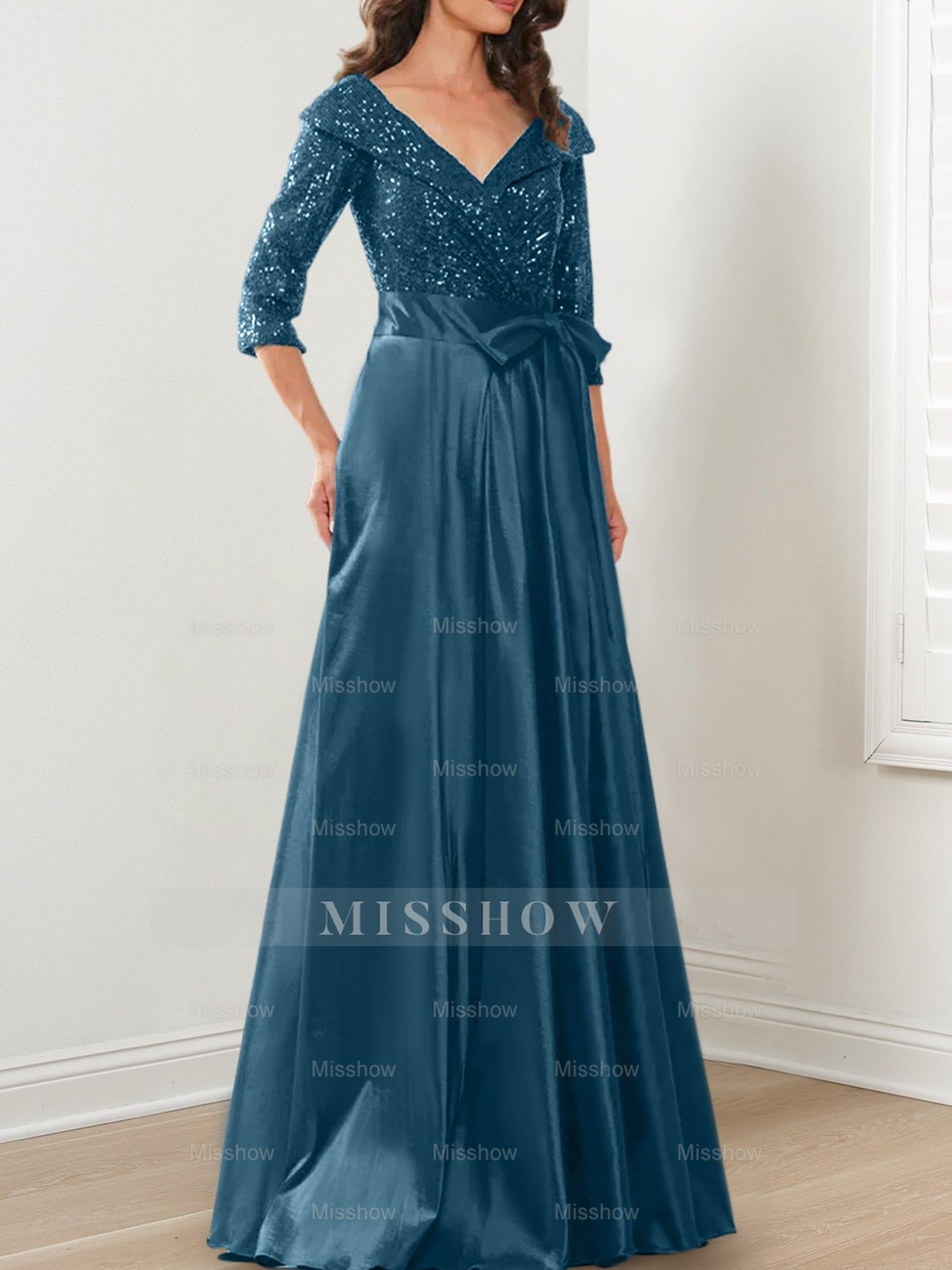 V-Neck A-Line Princess Gown for the Mother of the Bride