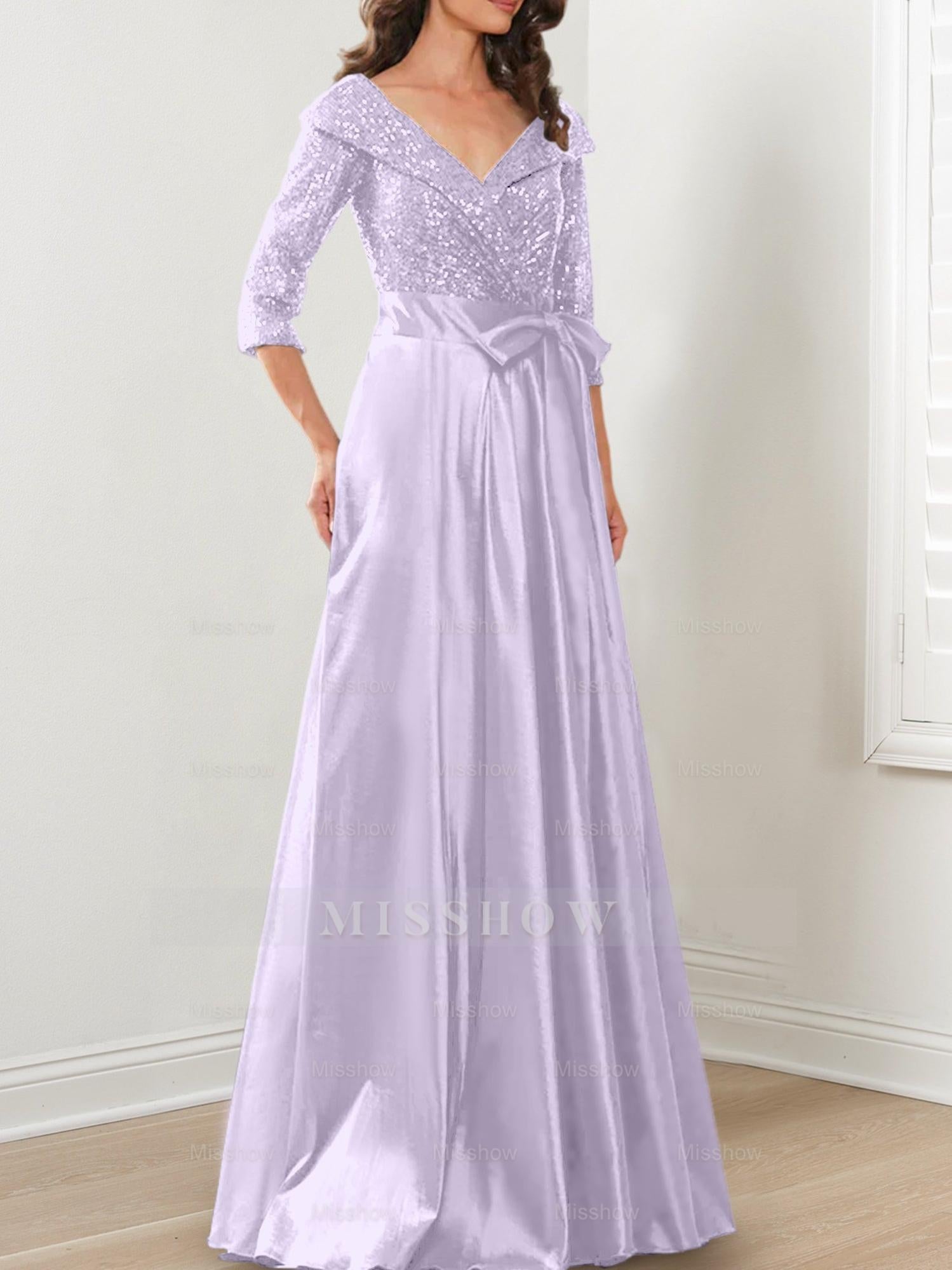 V-Neck A-Line Princess Gown for the Mother of the Bride