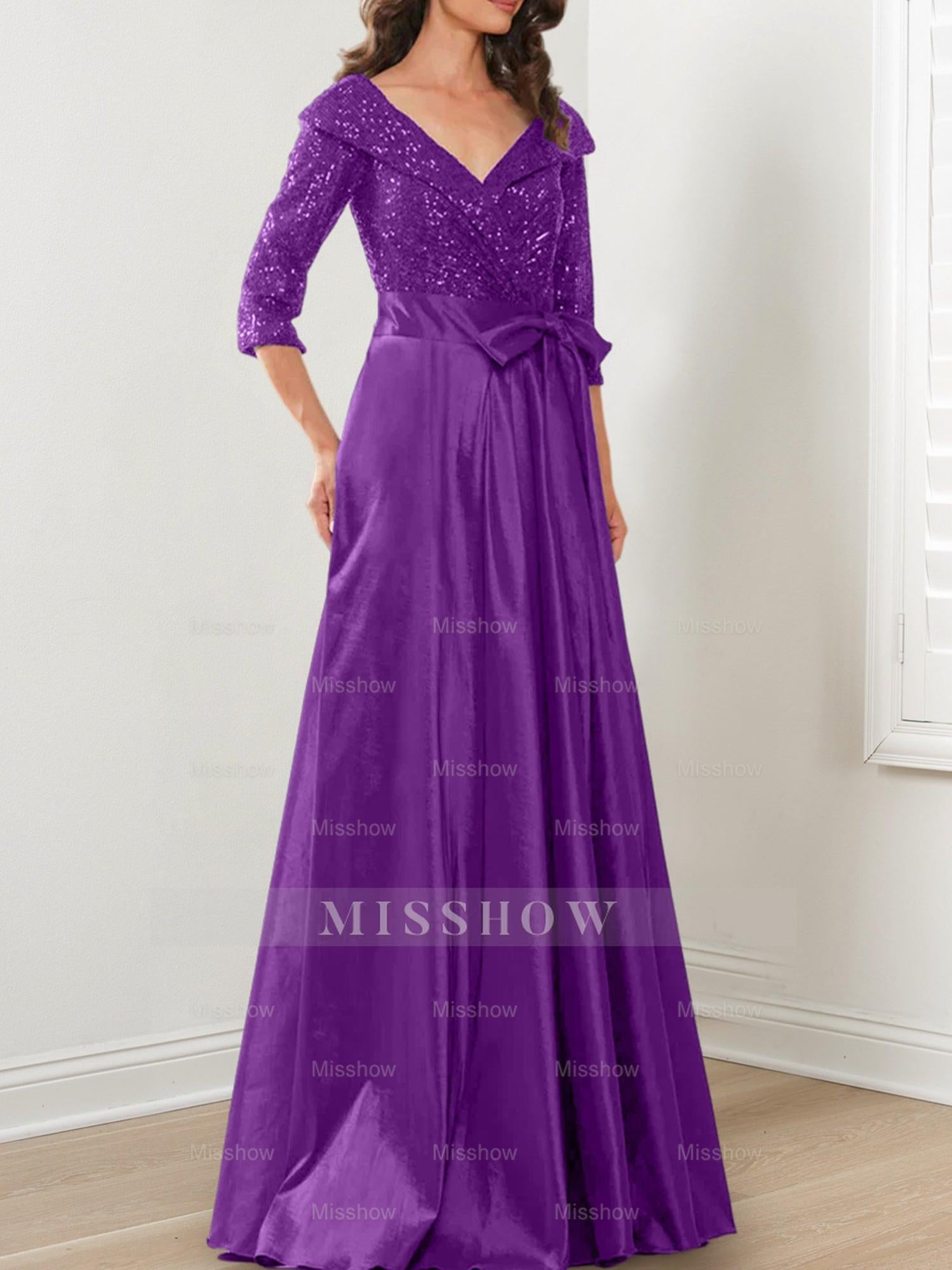 V-Neck A-Line Princess Gown for the Mother of the Bride