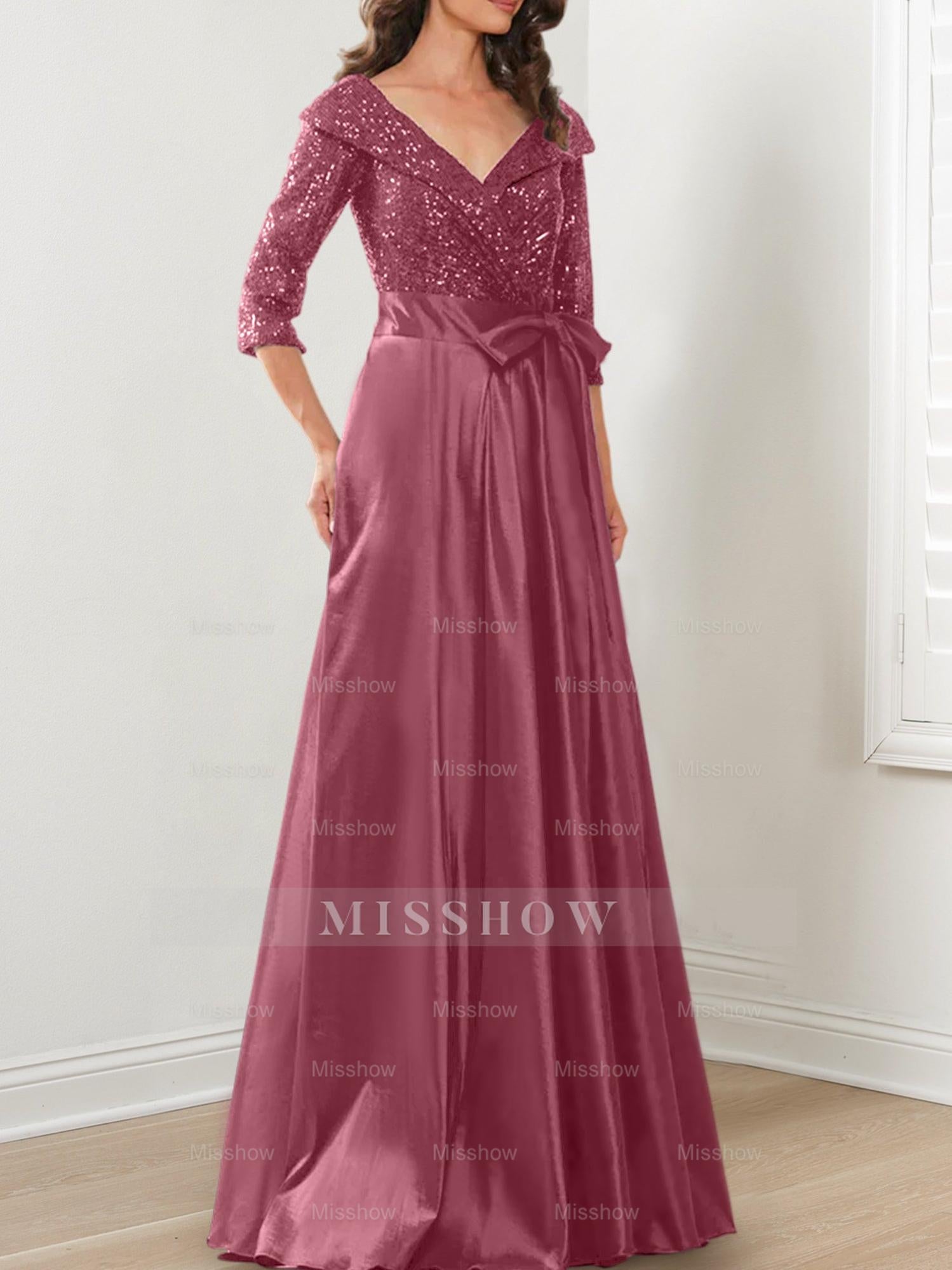 V-Neck A-Line Princess Gown for the Mother of the Bride