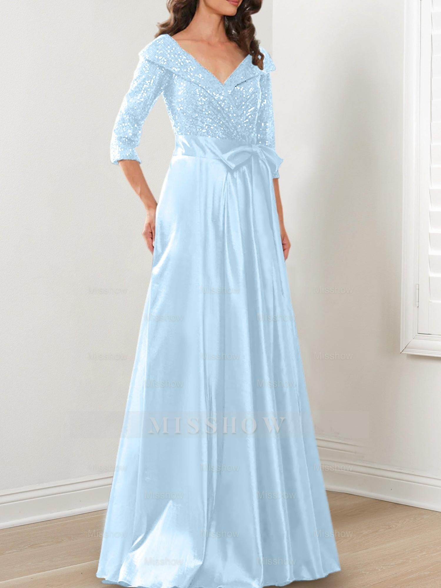V-Neck A-Line Princess Gown for the Mother of the Bride