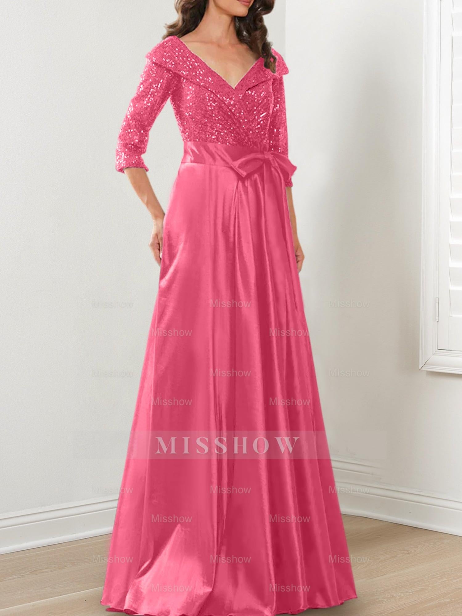 V-Neck A-Line Princess Gown for the Mother of the Bride