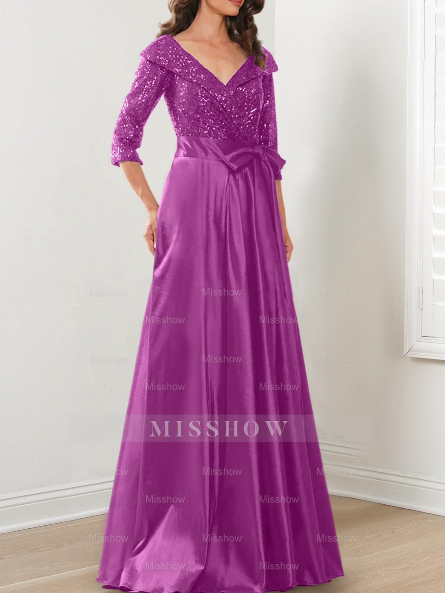 V-Neck A-Line Princess Gown for the Mother of the Bride