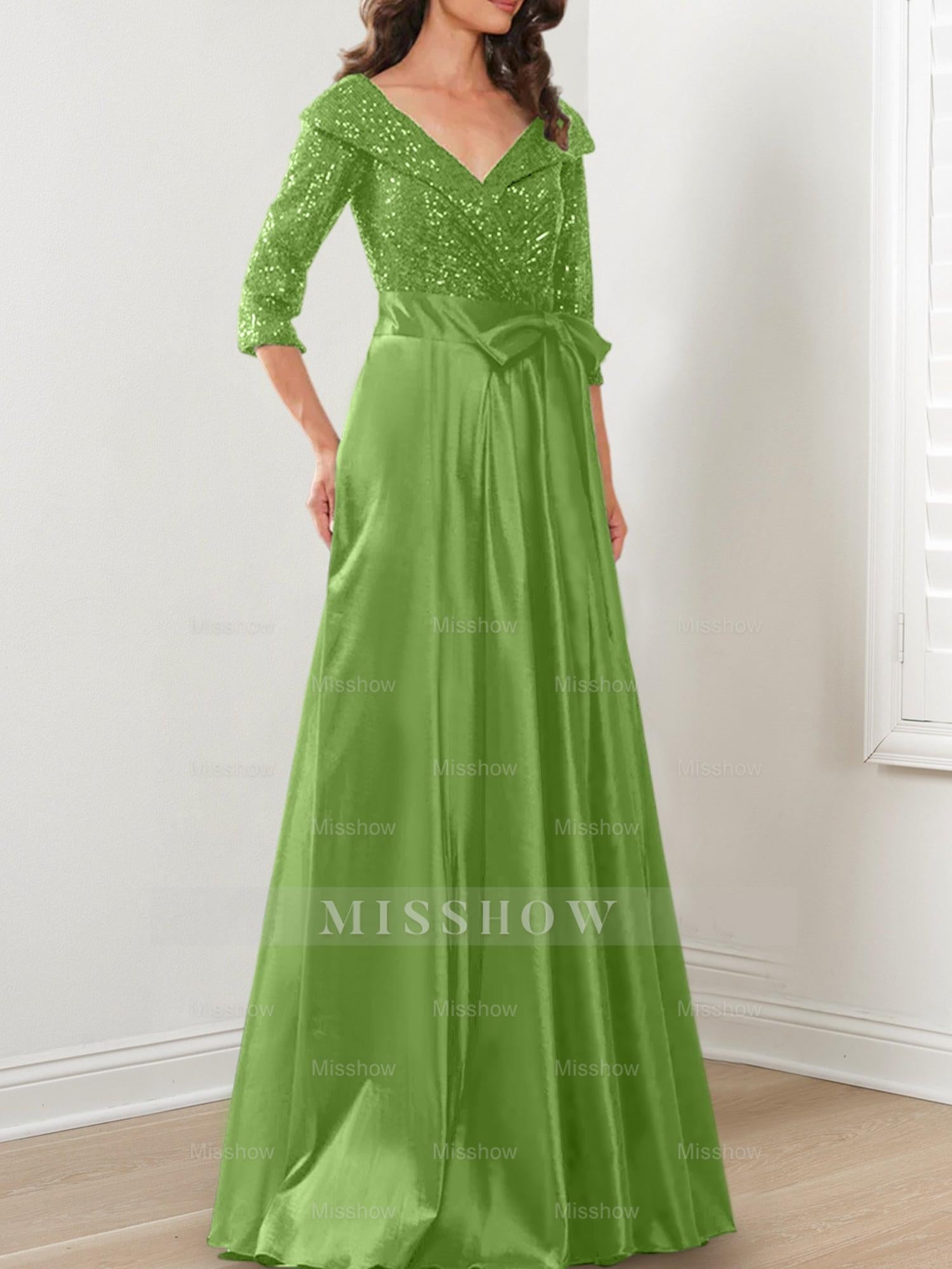 V-Neck A-Line Princess Gown for the Mother of the Bride
