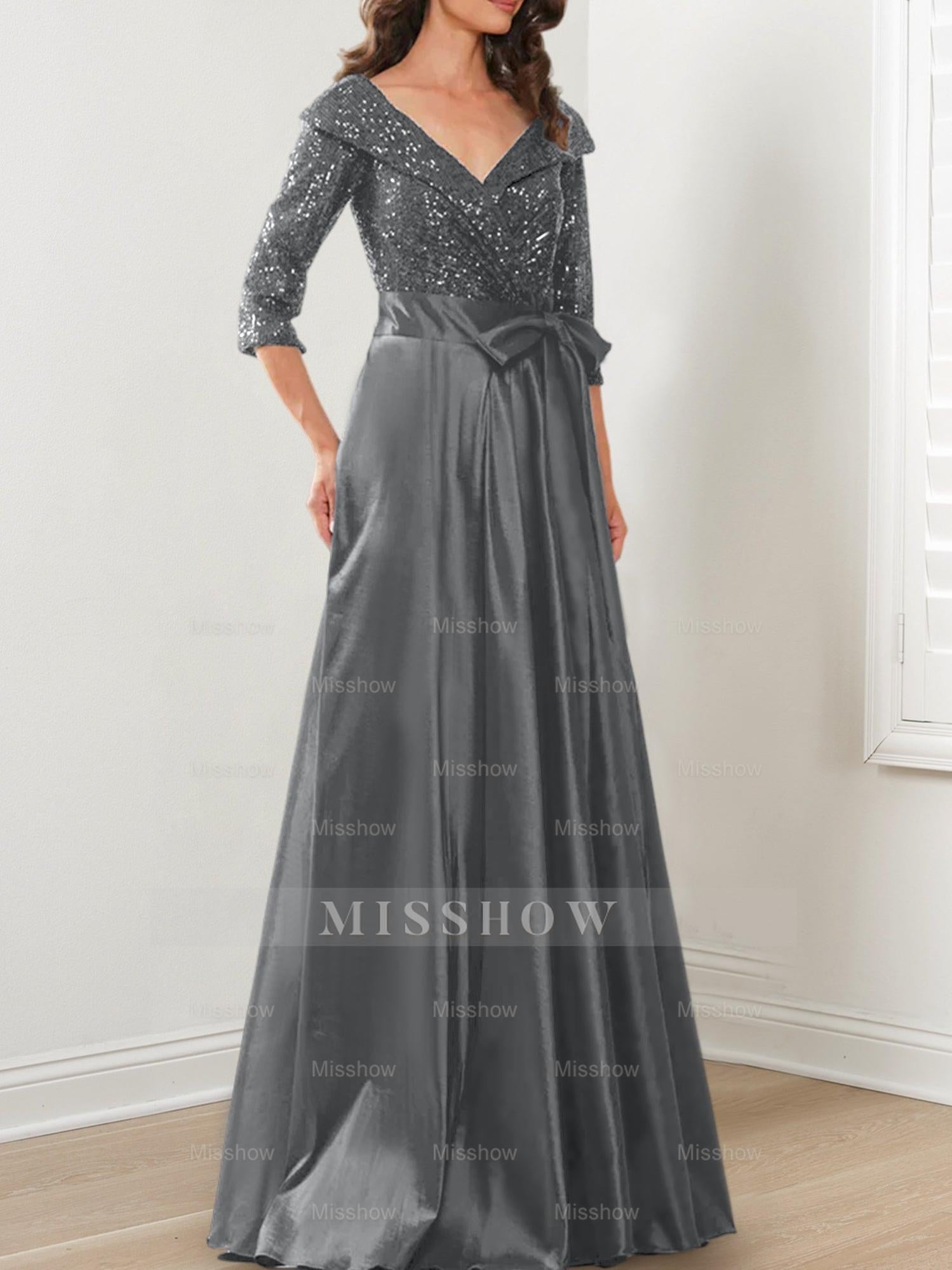V-Neck A-Line Princess Gown for the Mother of the Bride