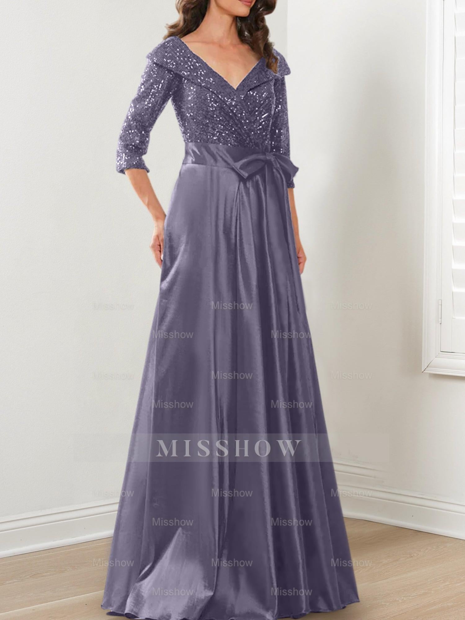 V-Neck A-Line Princess Gown for the Mother of the Bride