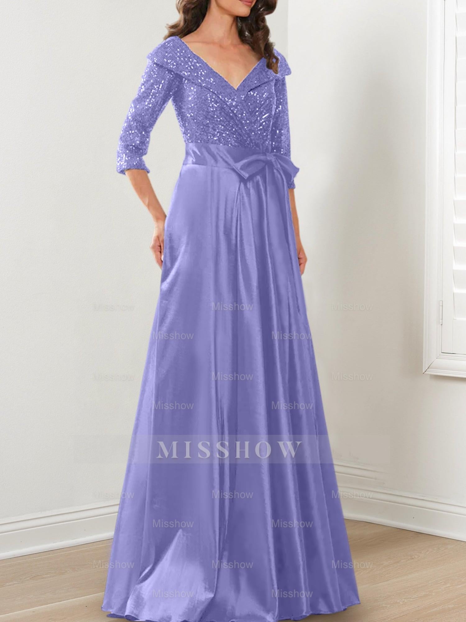 V-Neck A-Line Princess Gown for the Mother of the Bride