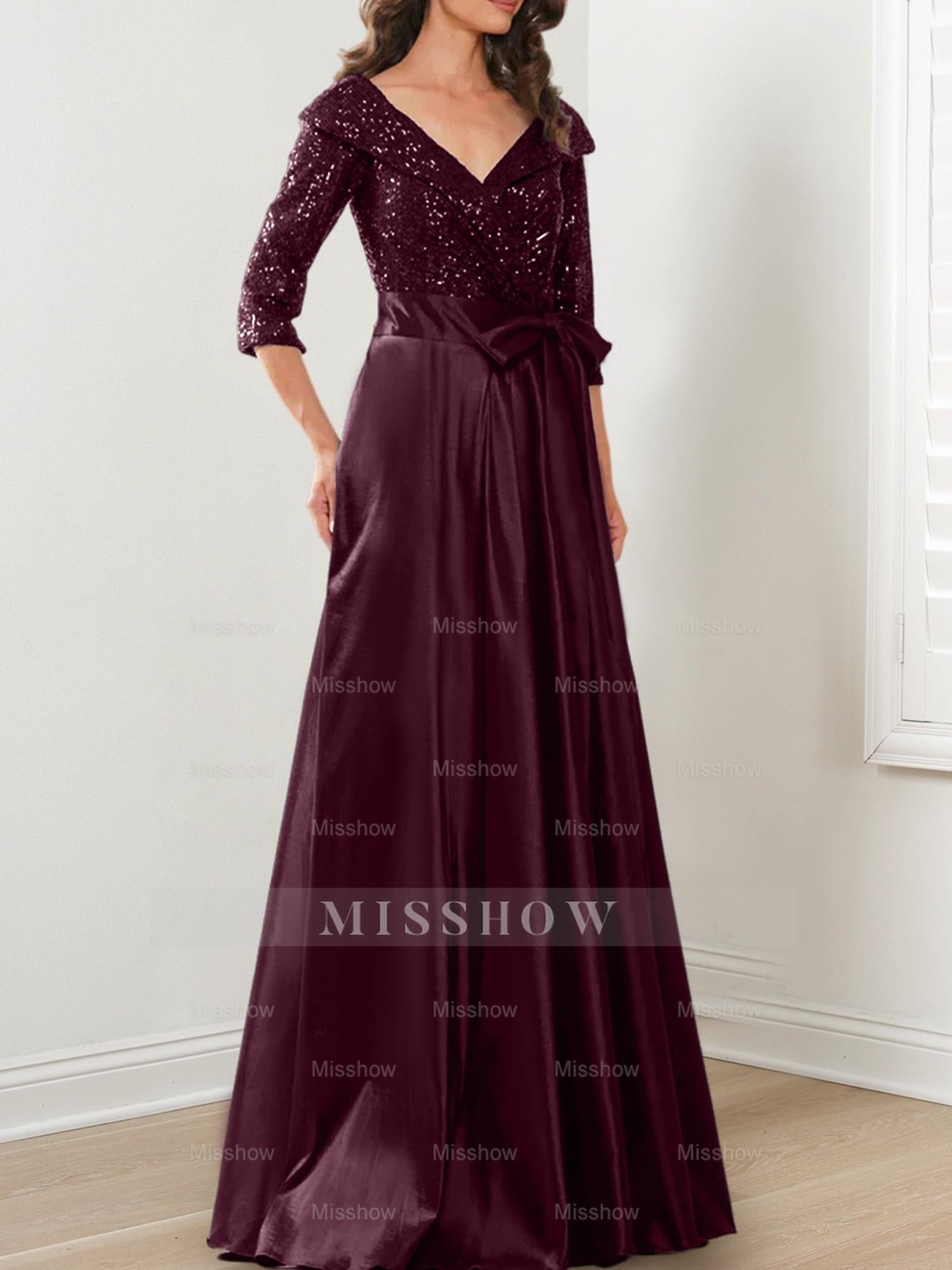 V-Neck A-Line Princess Gown for the Mother of the Bride