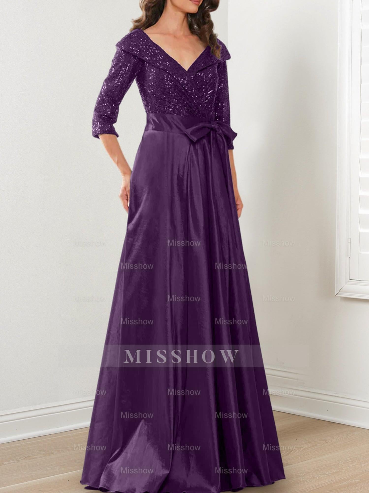 V-Neck A-Line Princess Gown for the Mother of the Bride