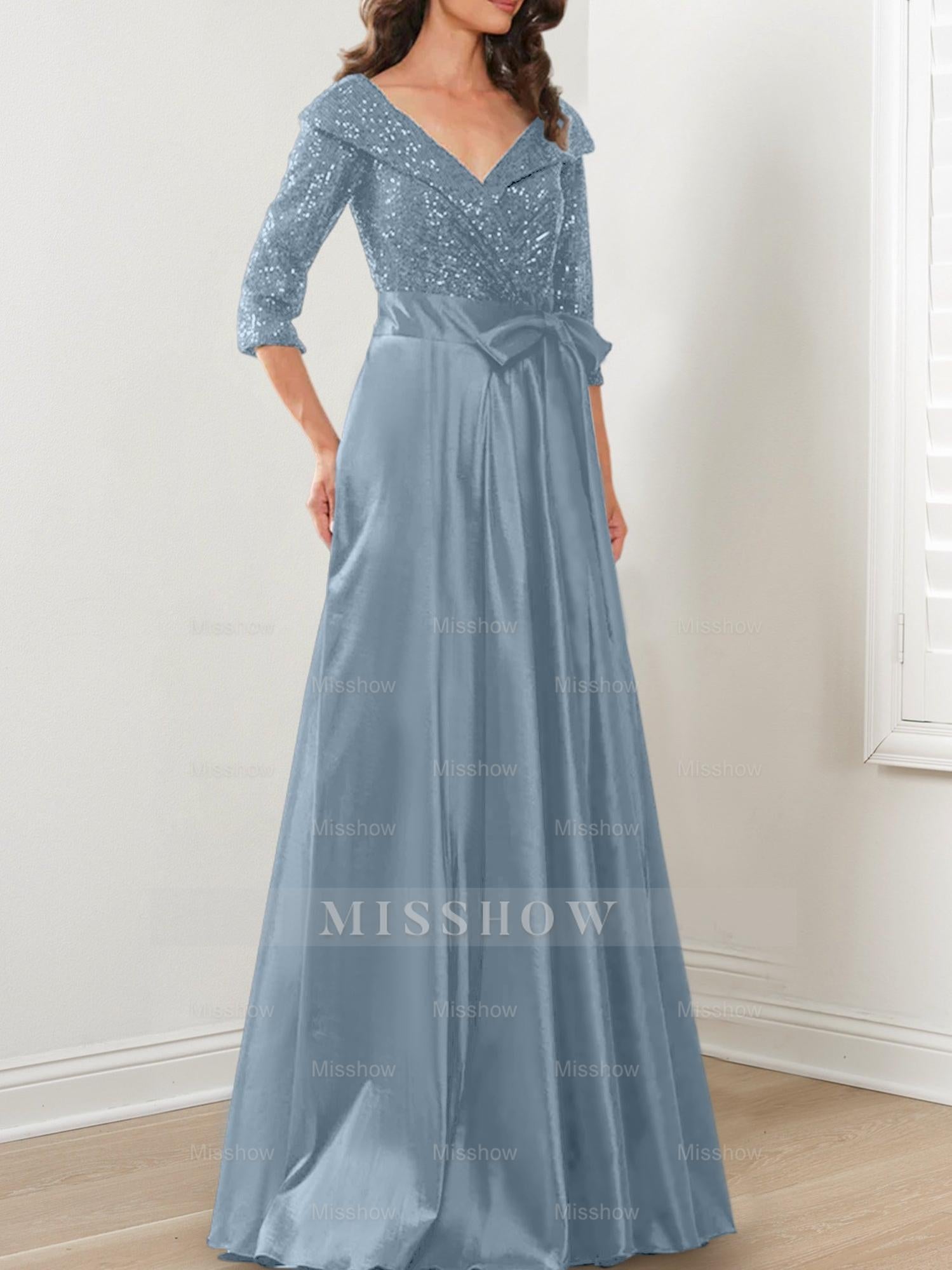 V-Neck A-Line Princess Gown for the Mother of the Bride