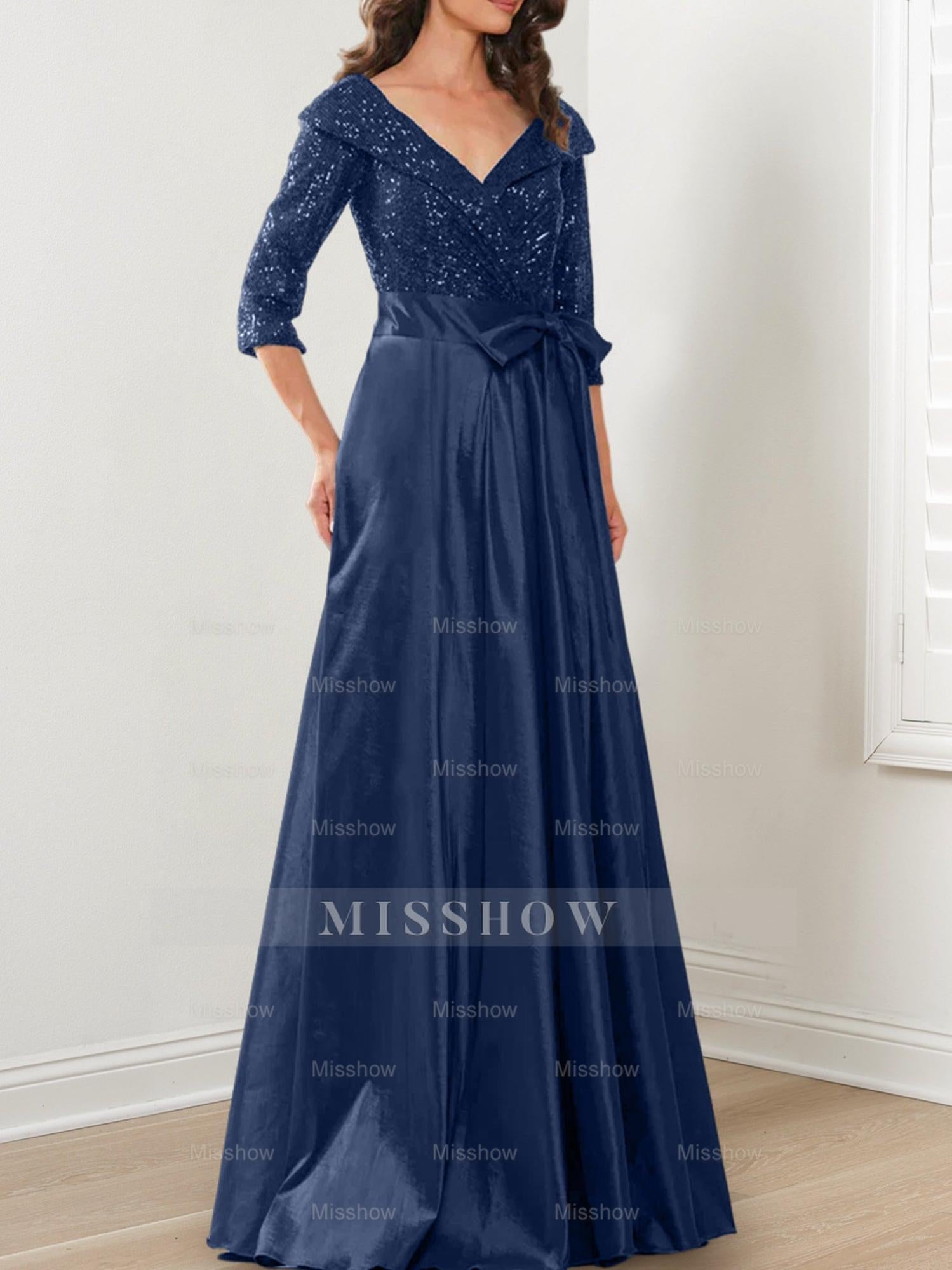 V-Neck A-Line Princess Gown for the Mother of the Bride