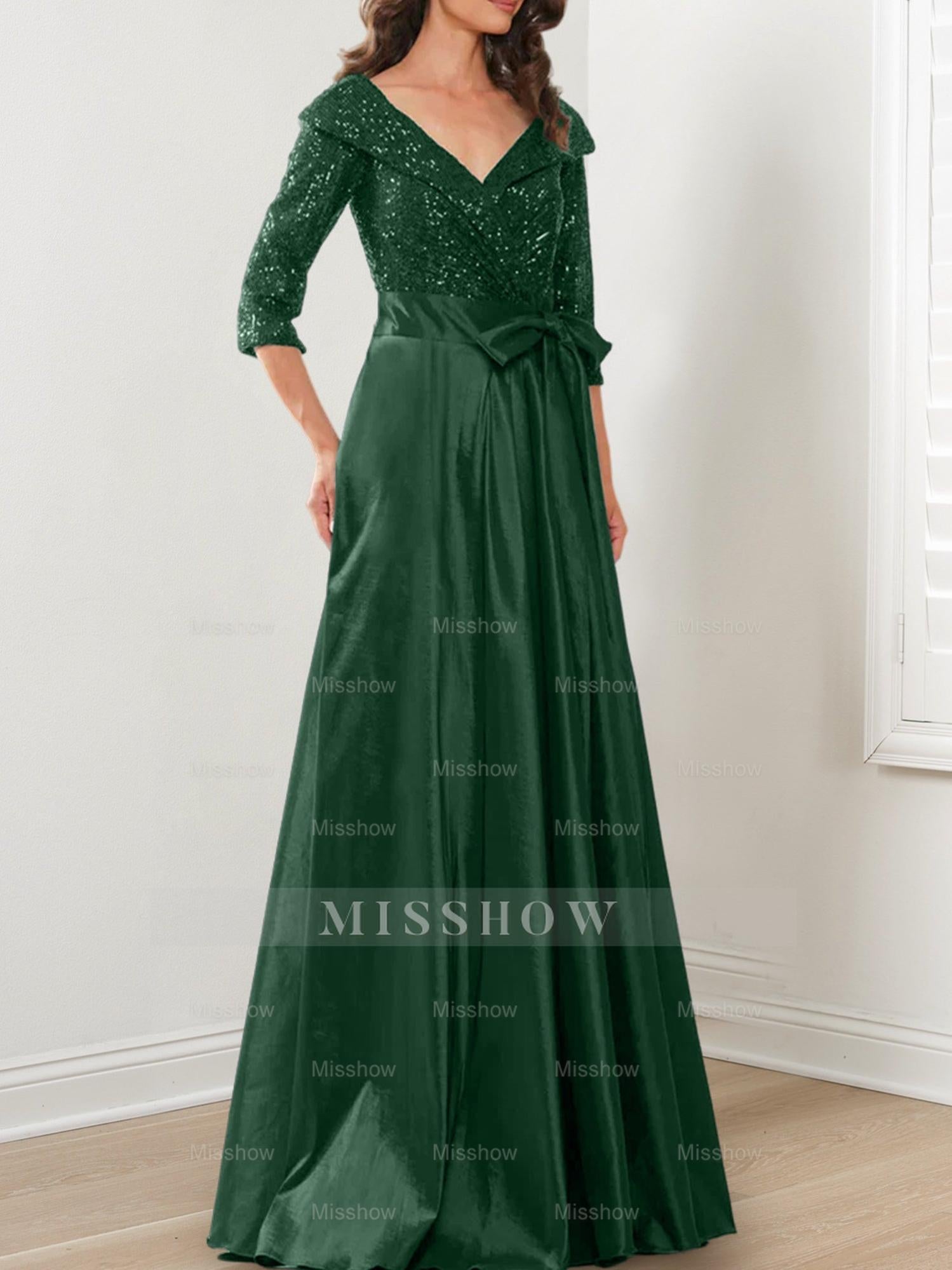 V-Neck A-Line Princess Gown for the Mother of the Bride